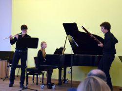 Flöte: Justus Petrick, Fagott: Ruben Petrick, Klavier: Theresa Telschow (Foto: Kreismusikschule Prignitz)