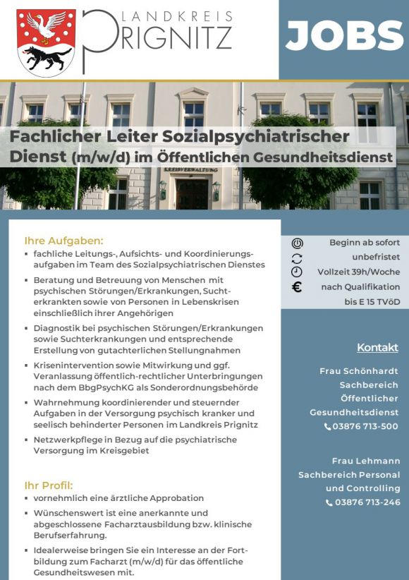 Fachlicher Leiter Sozialpsychiatrischer Dienst (m/w/d) im Öffentlichen Gesundheitsdienst - Seite 1