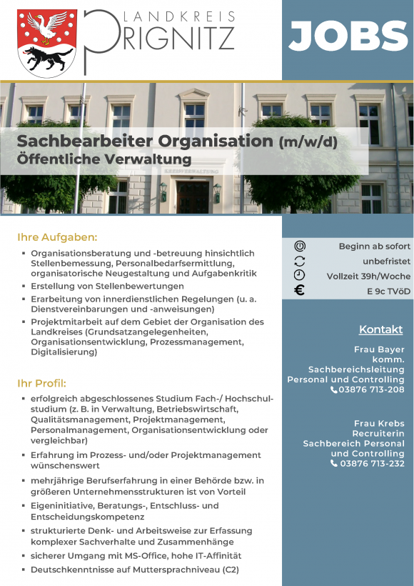 Sachbearbeiter Organisation (m/w/d) Öffentliche Verwaltung - Seite 1