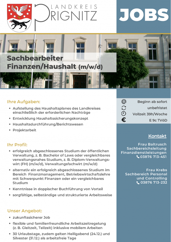 Sachbearbeiter Finanzen/Haushalt (m/w/d) - Seite 1