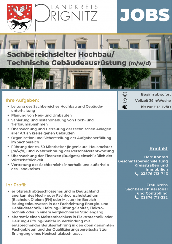 Sachbereichsleiter Hochbau/ Technische Gebäudeausrüstung (m/w/d) - Seite 1