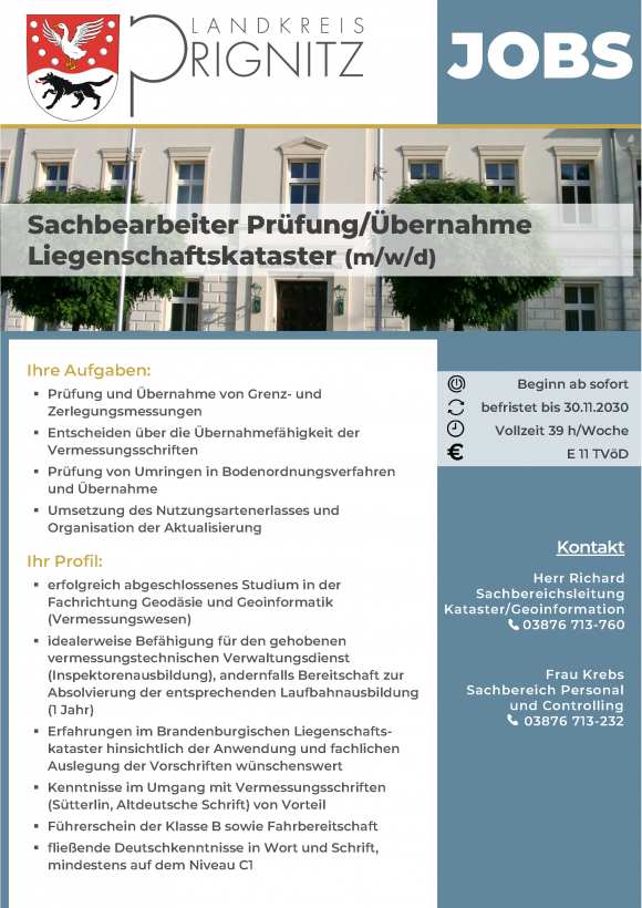Sachbearbeiter Prüfung/Übernahme Liegenschaftskataster (m/w/d) - Seite 1