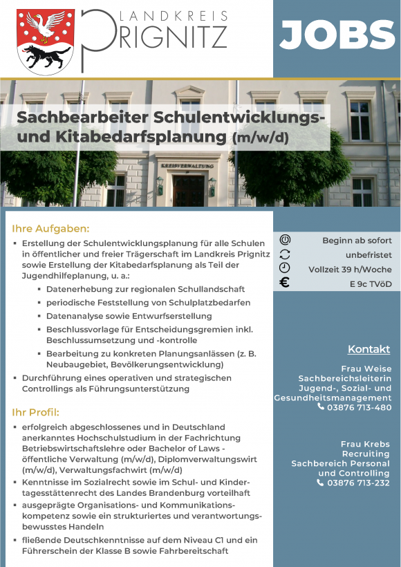 Sachbearbeiter Schulentwicklungs-und Kitabedarfsplanung (m/w/d) - Seite 1