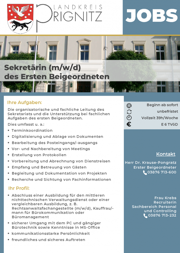 Sekretärin (m/w/d) des Ersten Beigeordneten - Seite 1