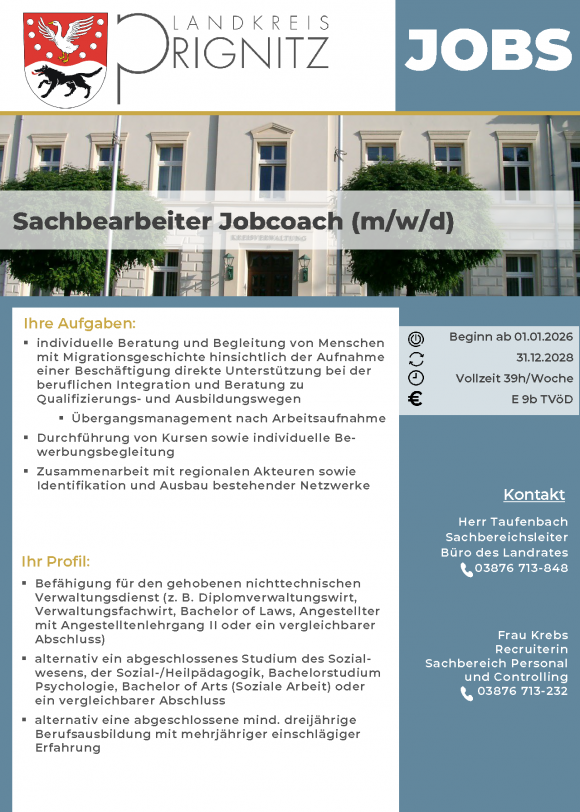 Sachbearbeiter Jobcoach (m/w/d) - Seite 1