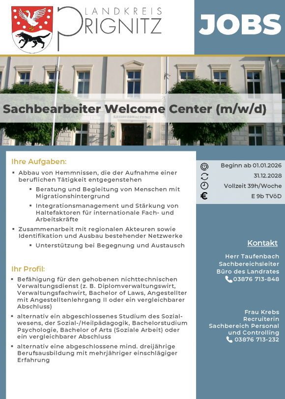 Sachbearbeiter Welcome Center (m/w/d) - Seite 1