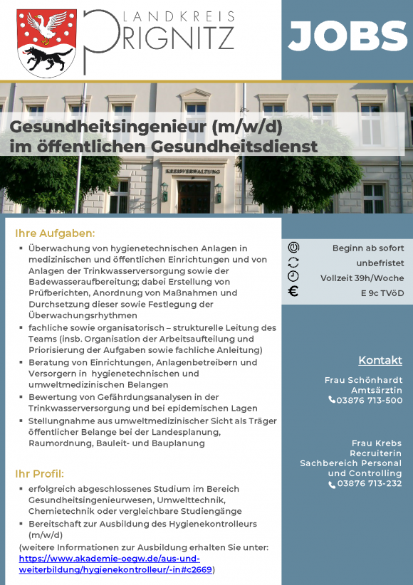 Gesundheitsingenieur (m/w/d) im öffentlichen Gesundheitsdienst - Seite 1