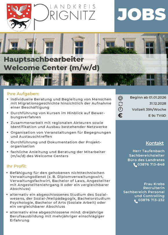 Hauptsachbearbeiter Welcome Center (m/w/d) - Seite 1