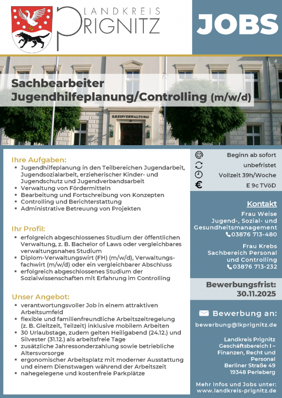 Sachbearbeiter Jugendhilfeplanung/Controlling (m/w/d) 
