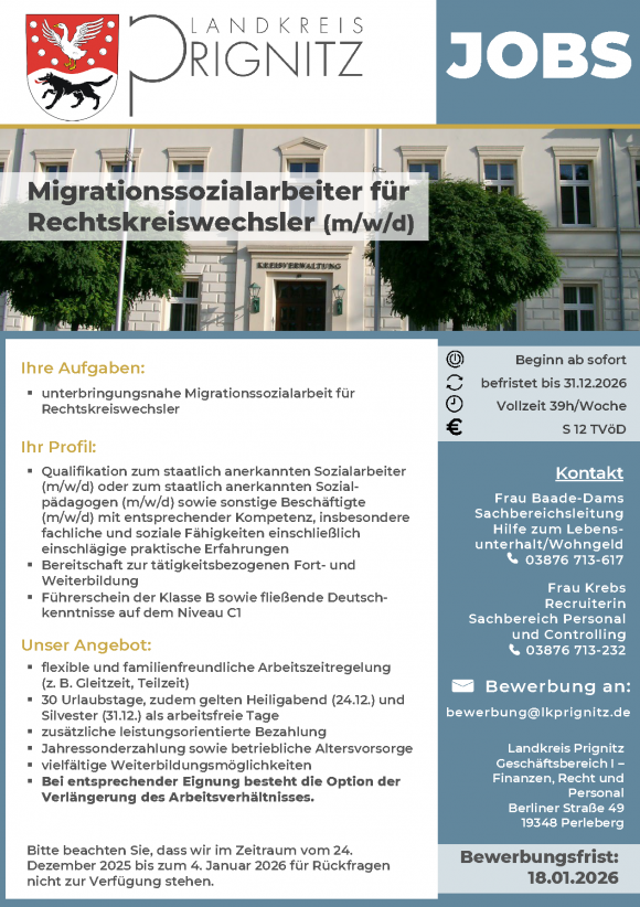 Migrationssozialarbeiter für Rechtskreiswechsler (m/w/d)