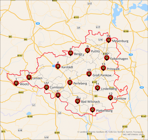 Standorte der Katastrophenschutz-Leuchttürme