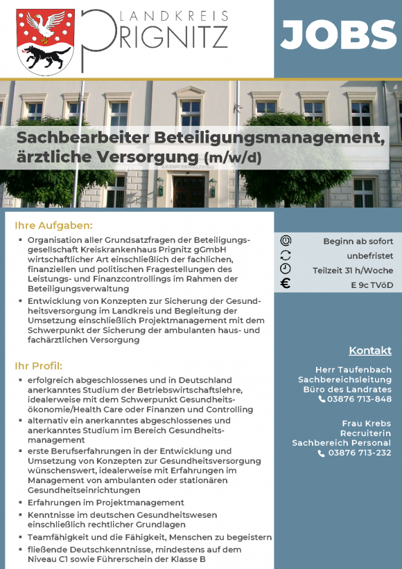 Sachbearbeiter Beteiligungsmanagement, ärztliche Versorgung (m/w/d) - Seite 1