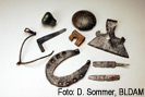 Werkzeuge, ein Reitersporn und andere Metallkunde von der Stadtwüstung, Foto: Detlef Sommer, BLDAM