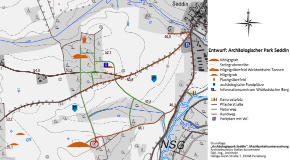 Entwurf: Archäologischer Park Seddin, Grafik: K. Richter, uDB/LK Prignitz